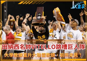 田納西名帥Vitello跳槽MLB巨人隊！大學教練直升大聯盟教頭，前所未見！
